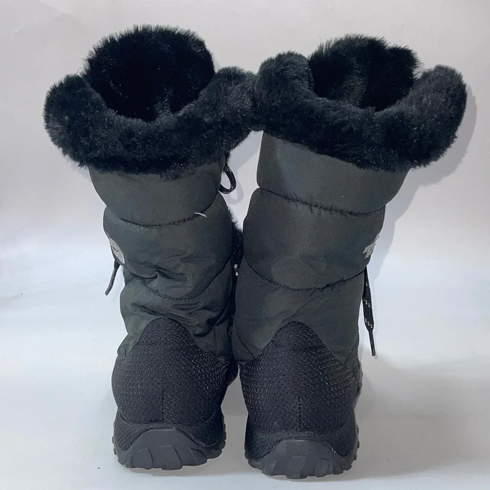 The North Face Nuptse Purna Womens 6.5 Goose Down Black Faux Fur Winter‎ Boots
